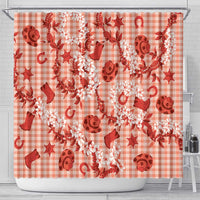 Mokihana Maile Ilima Leis Paniolo Palaka Shower Curtain Hawaiian Ulaula Spirit - Polynesian Pride
