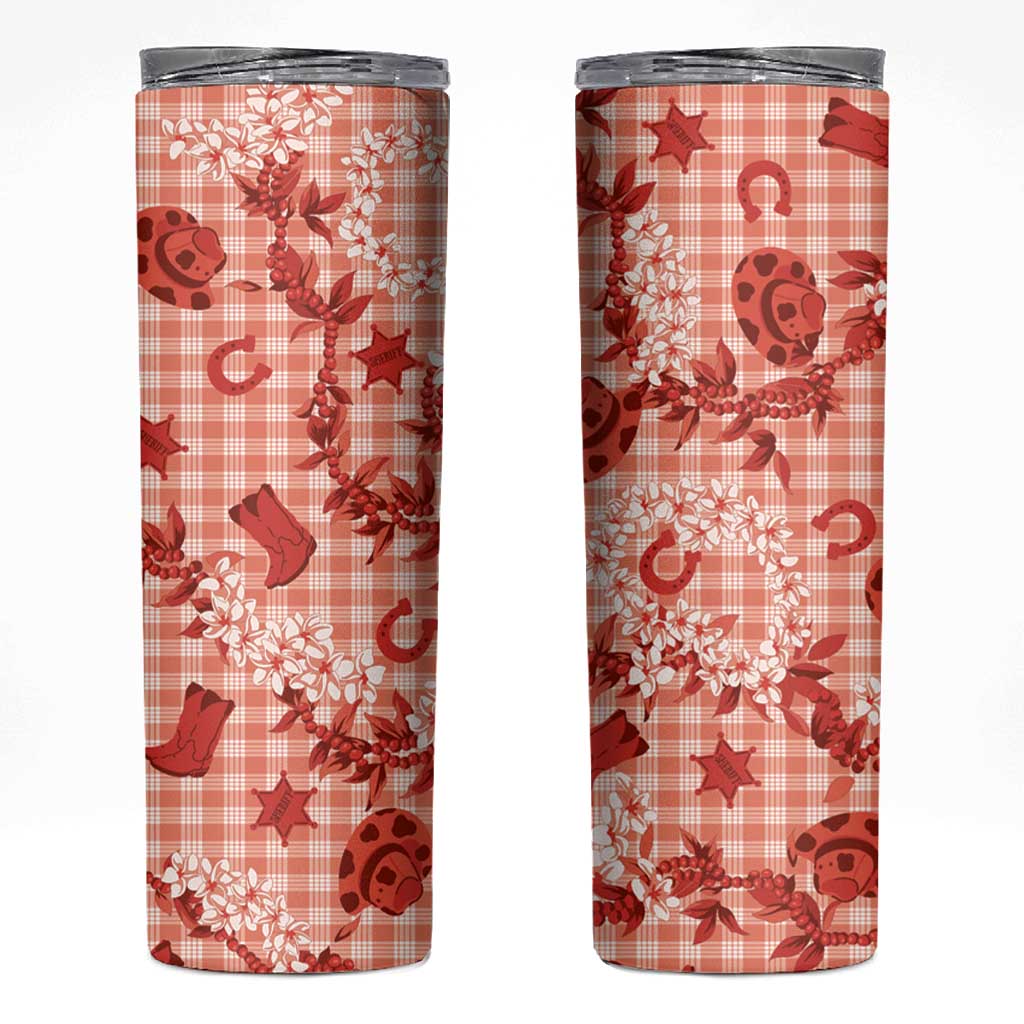 Mokihana Maile Ilima Leis Paniolo Palaka Skinny Tumbler Hawaiian Ulaula Spirit - Polynesian Pride