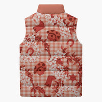 Mokihana Maile Ilima Leis Paniolo Palaka Sleeveless Puffer Jacket Hawaiian Ulaula Spirit - Polynesian Pride