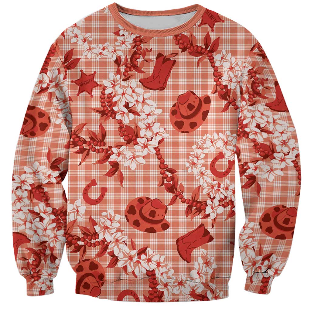 Mokihana Maile Ilima Leis Paniolo Palaka Sweatshirt Hawaiian Ulaula Spirit LT9 Unisex Red - Polynesian Pride