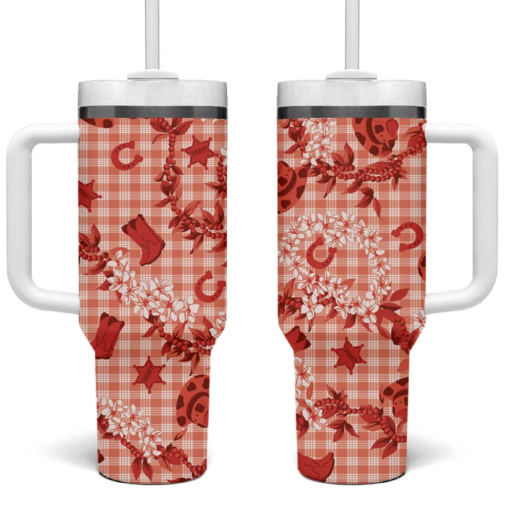 Mokihana Maile Ilima Leis Paniolo Palaka Tumbler With Handle Hawaiian Ulaula Spirit - Polynesian Pride
