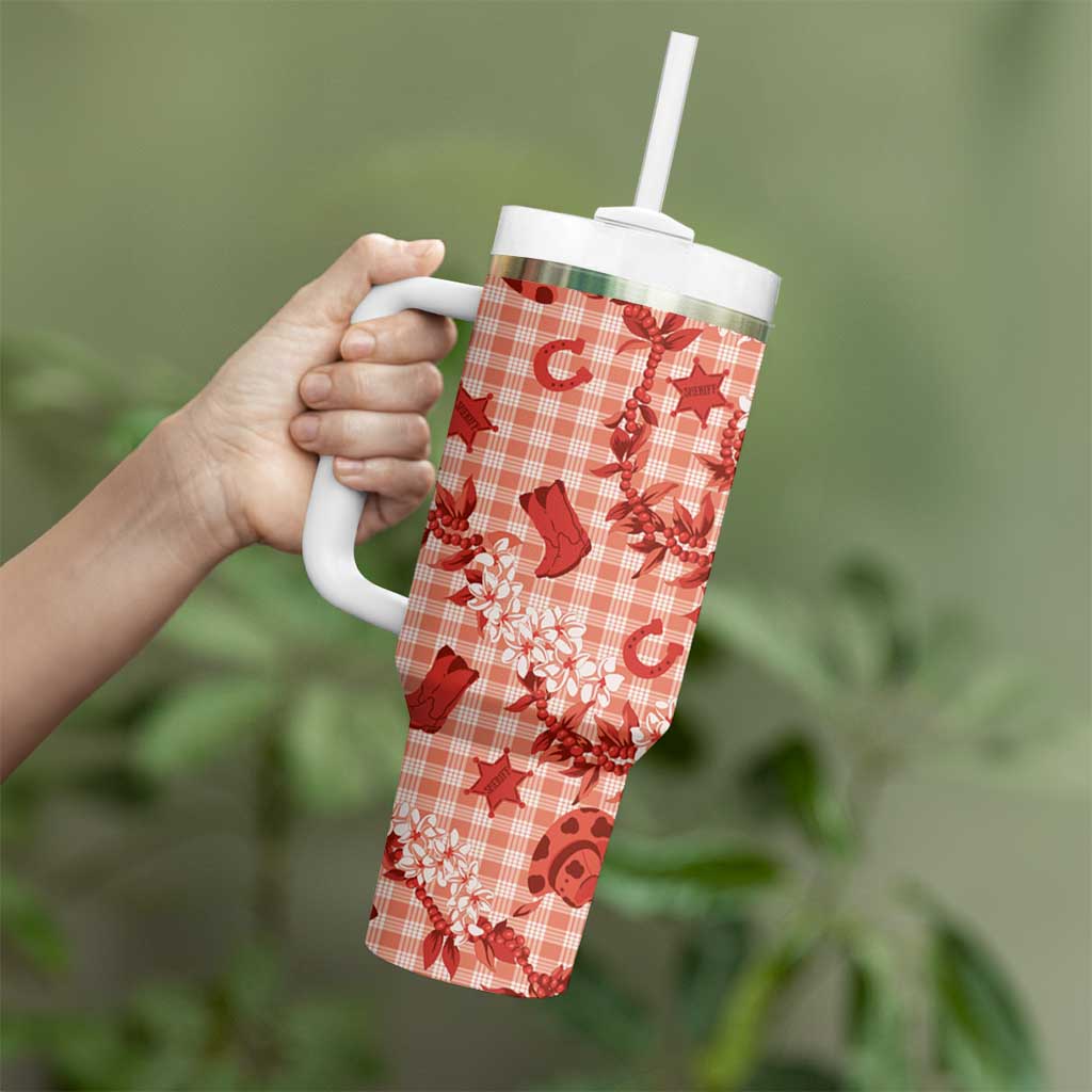 Mokihana Maile Ilima Leis Paniolo Palaka Tumbler With Handle Hawaiian Ulaula Spirit - Polynesian Pride