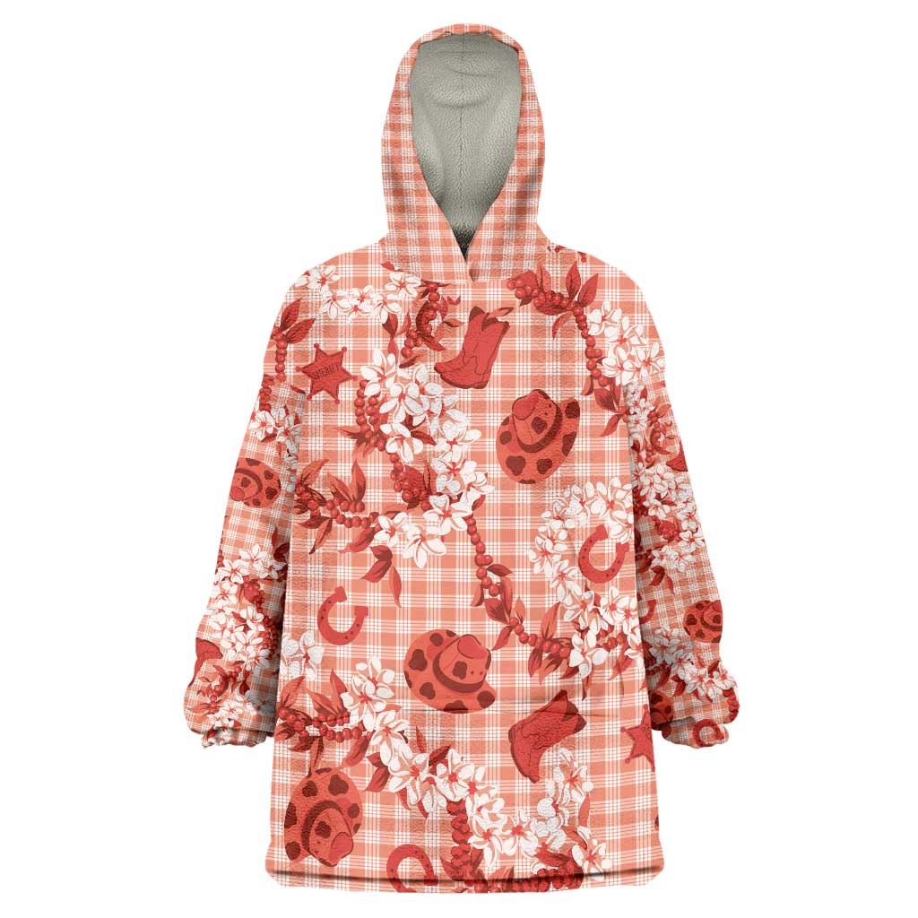 Mokihana Maile Ilima Leis Paniolo Palaka Wearable Blanket Hoodie Hawaiian Ulaula Spirit LT9 One Size Red - Polynesian Pride