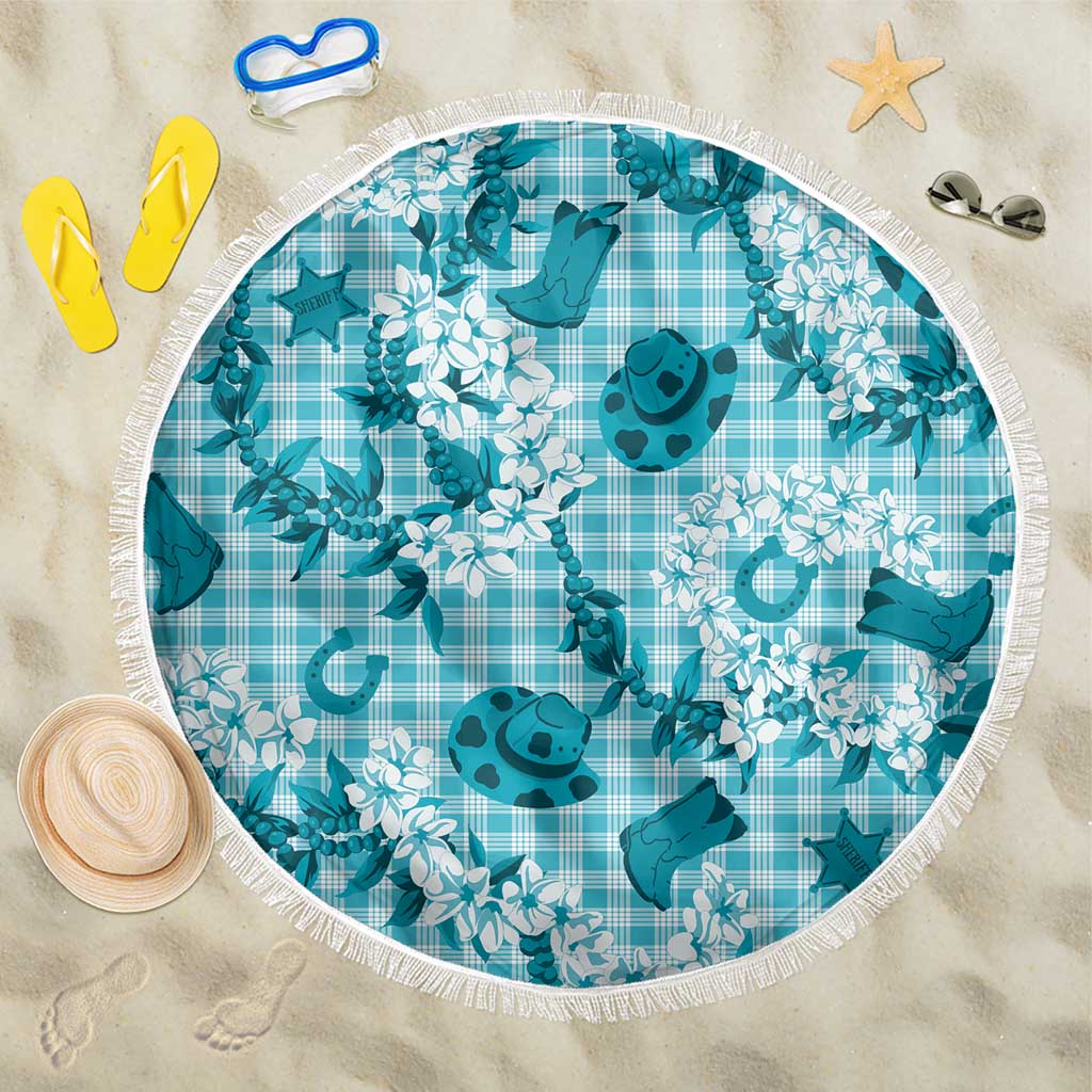 Mokihana Maile Ilima Leis Paniolo Palaka Beach Blanket Hawaiian Polu Opa Spirit LT9 One Size 150cm Turquoise - Polynesian Pride