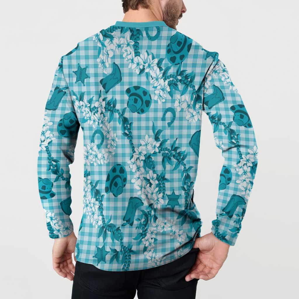 Mokihana Maile Ilima Leis Paniolo Palaka Button Sweatshirt Hawaiian Polu Opa Spirit - Polynesian Pride