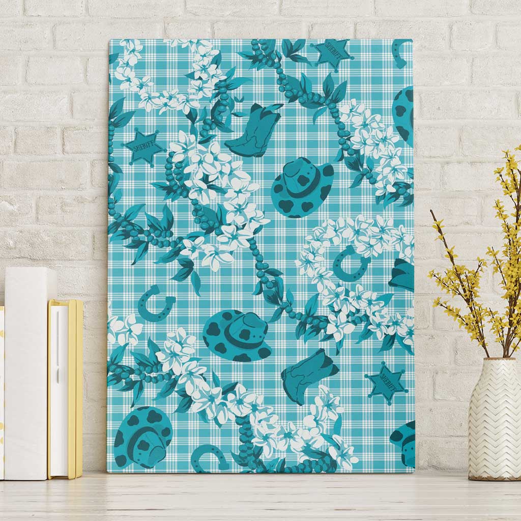 Mokihana Maile Ilima Leis Paniolo Palaka Canvas Wall Art Hawaiian Polu Opa Spirit LT9 Without Frame Turquoise - Polynesian Pride