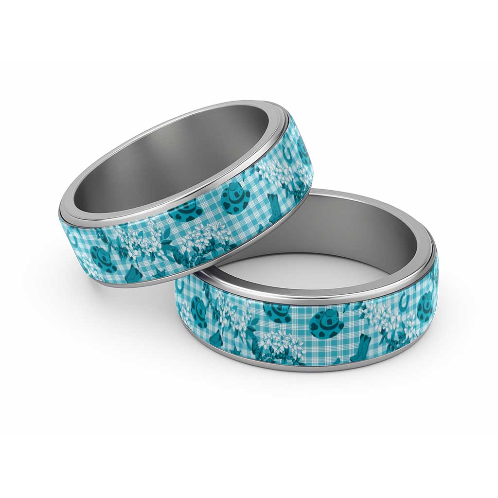 Mokihana Maile Ilima Leis Paniolo Palaka Classic Ring Hawaiian Polu Opa Spirit LT9 Sliver Turquoise - Polynesian Pride
