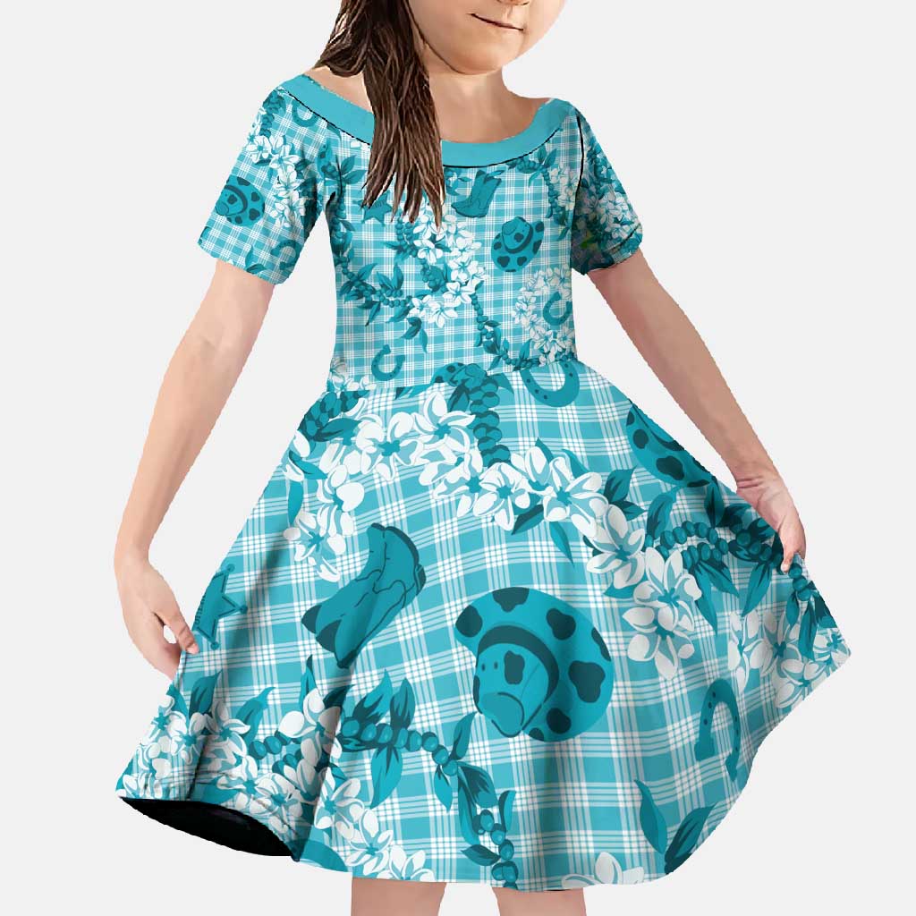 Mokihana Maile Ilima Leis Paniolo Palaka Family Matching Long Sleeve Bodycon Dress and Hawaiian Shirt Hawaiian Polu Opa Spirit - Polynesian Pride