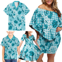 Mokihana Maile Ilima Leis Paniolo Palaka Family Matching Off Shoulder Short Dress and Hawaiian Shirt Hawaiian Polu Opa Spirit - Polynesian Pride