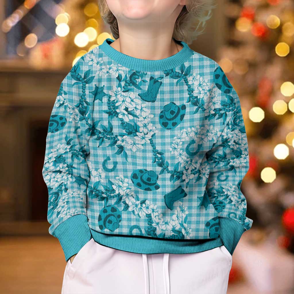 Mokihana Maile Ilima Leis Paniolo Palaka Kid Ugly Christmas Sweater Hawaiian Polu Opa Spirit - Polynesian Pride