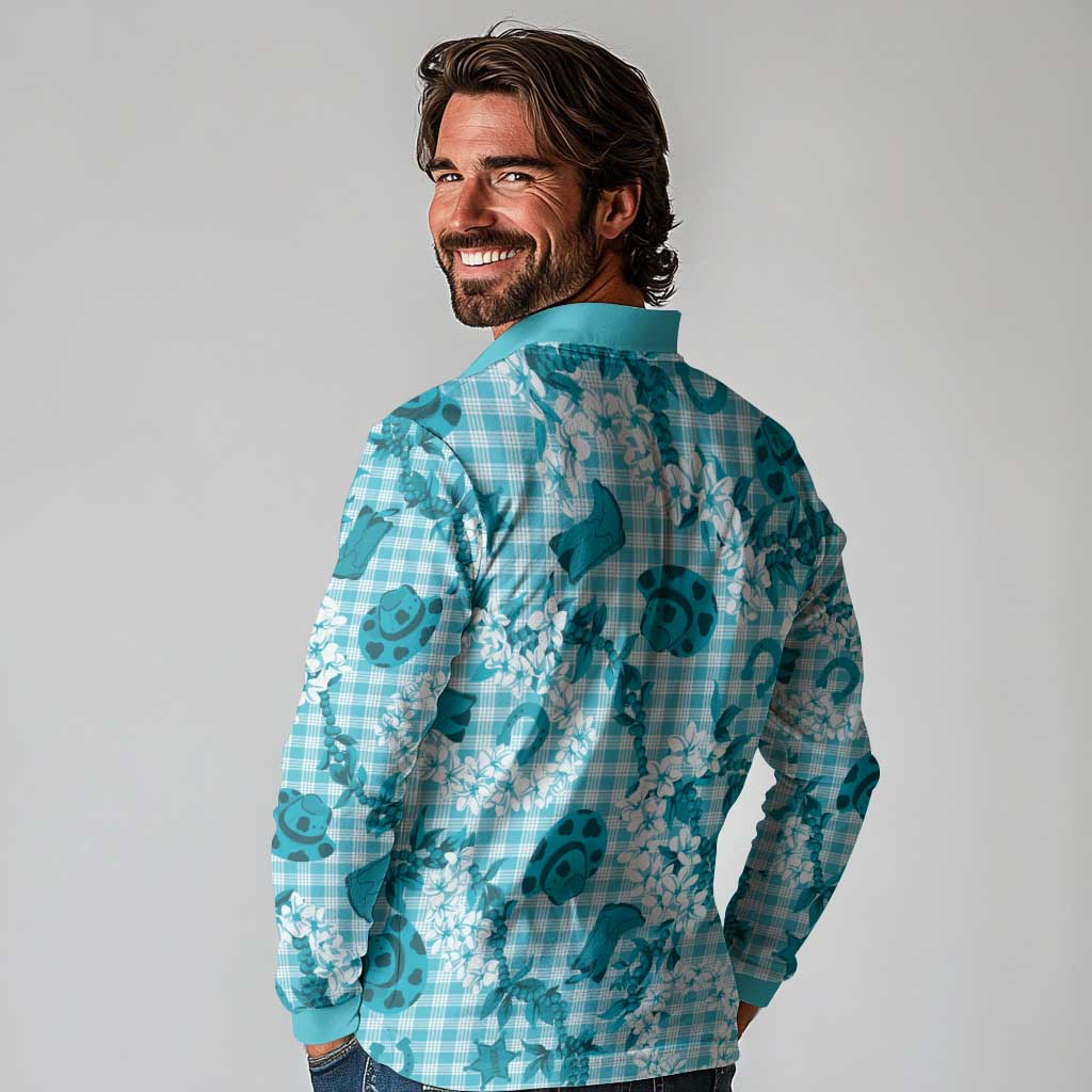 Mokihana Maile Ilima Leis Paniolo Palaka Long Sleeve Polo Shirt Hawaiian Polu Opa Spirit - Polynesian Pride