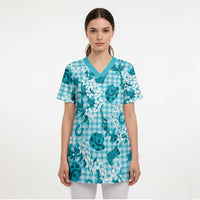 Mokihana Maile Ilima Leis Paniolo Palaka Scrub Top Hawaiian Polu Opa Spirit - Polynesian Pride