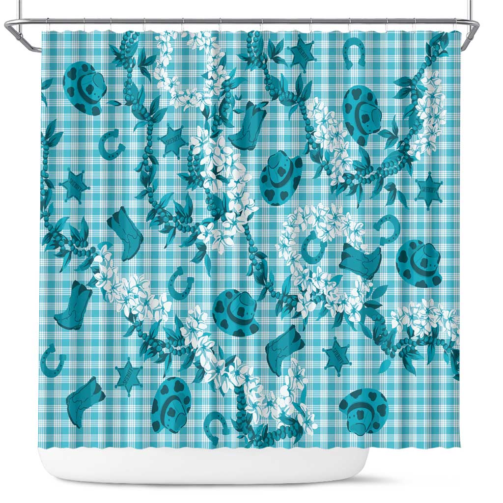 Mokihana Maile Ilima Leis Paniolo Palaka Shower Curtain Hawaiian Polu Opa Spirit - Polynesian Pride