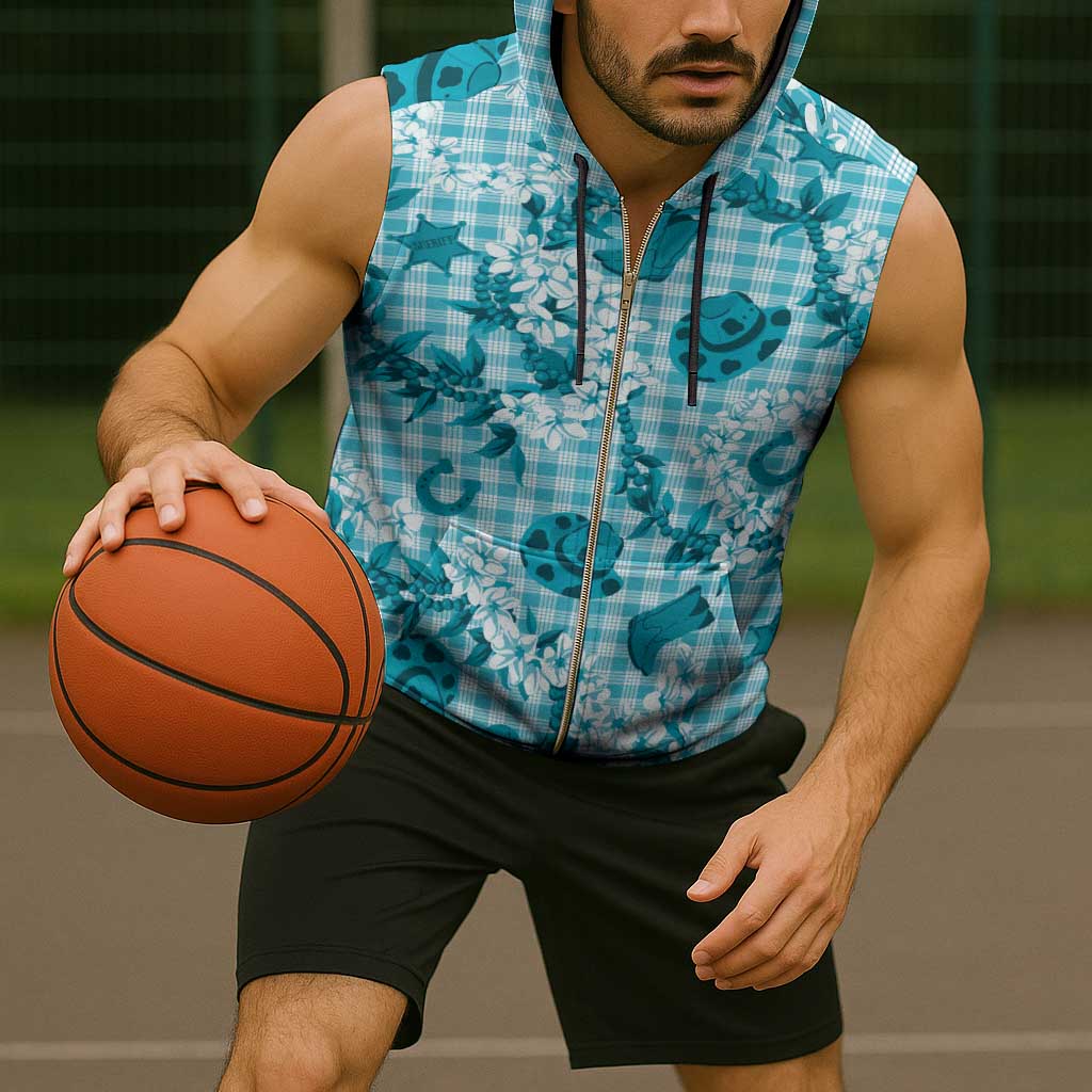 Mokihana Maile Ilima Leis Paniolo Palaka Sleeveless Zip Hoodie Hawaiian Polu Opa Spirit - Polynesian Pride