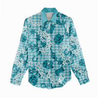 Mokihana Maile Ilima Leis Paniolo Palaka Women Casual Shirt Hawaiian Polu Opa Spirit - Polynesian Pride