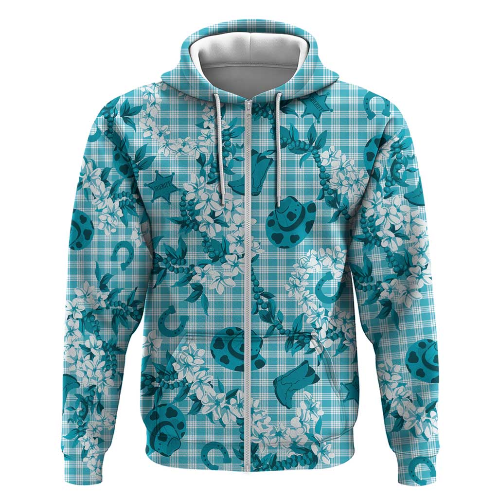 Mokihana Maile Ilima Leis Paniolo Palaka Zip Hoodie Hawaiian Polu Opa Spirit - Polynesian Pride