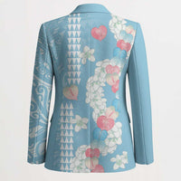 Blue Hawaii Anthurium Plumeria Lei Blazer