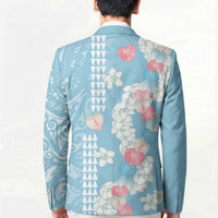 Blue Hawaii Anthurium Plumeria Lei Blazer
