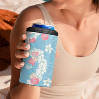 Blue Hawaii Anthurium Plumeria Lei 4 in 1 Can Cooler Tumbler LT9 - Polynesian Pride