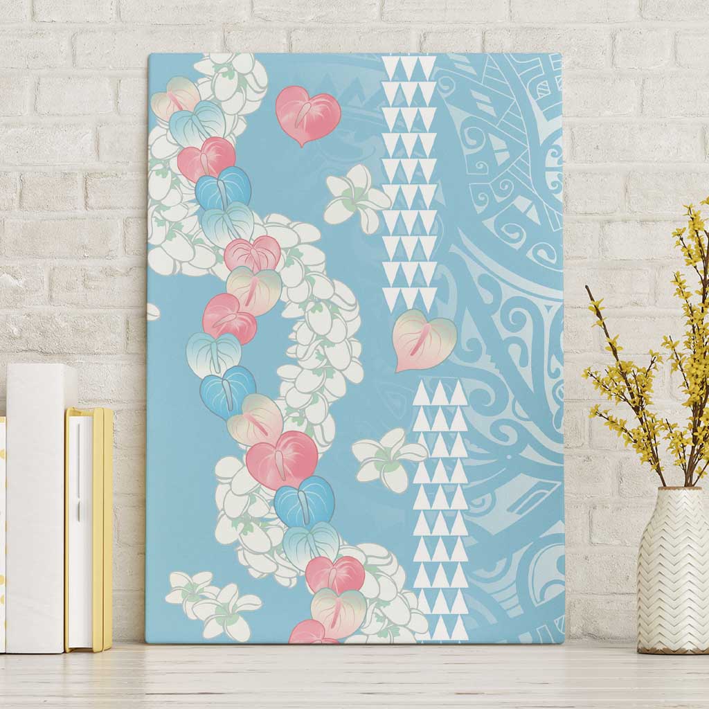 Blue Hawaii Anthurium Plumeria Lei Canvas Wall Art