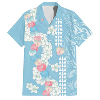 Blue Hawaii Anthurium Plumeria Lei Family Matching Summer Maxi Dress and Hawaiian Shirt