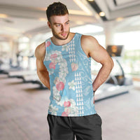 Blue Hawaii Anthurium Plumeria Lei Men Tank Top LT9 Blue - Polynesian Pride