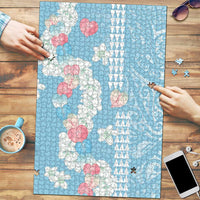 Blue Hawaii Anthurium Plumeria Lei Puzzle