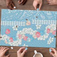 Blue Hawaii Anthurium Plumeria Lei Puzzle