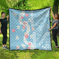 Blue Hawaii Anthurium Plumeria Lei Quilt