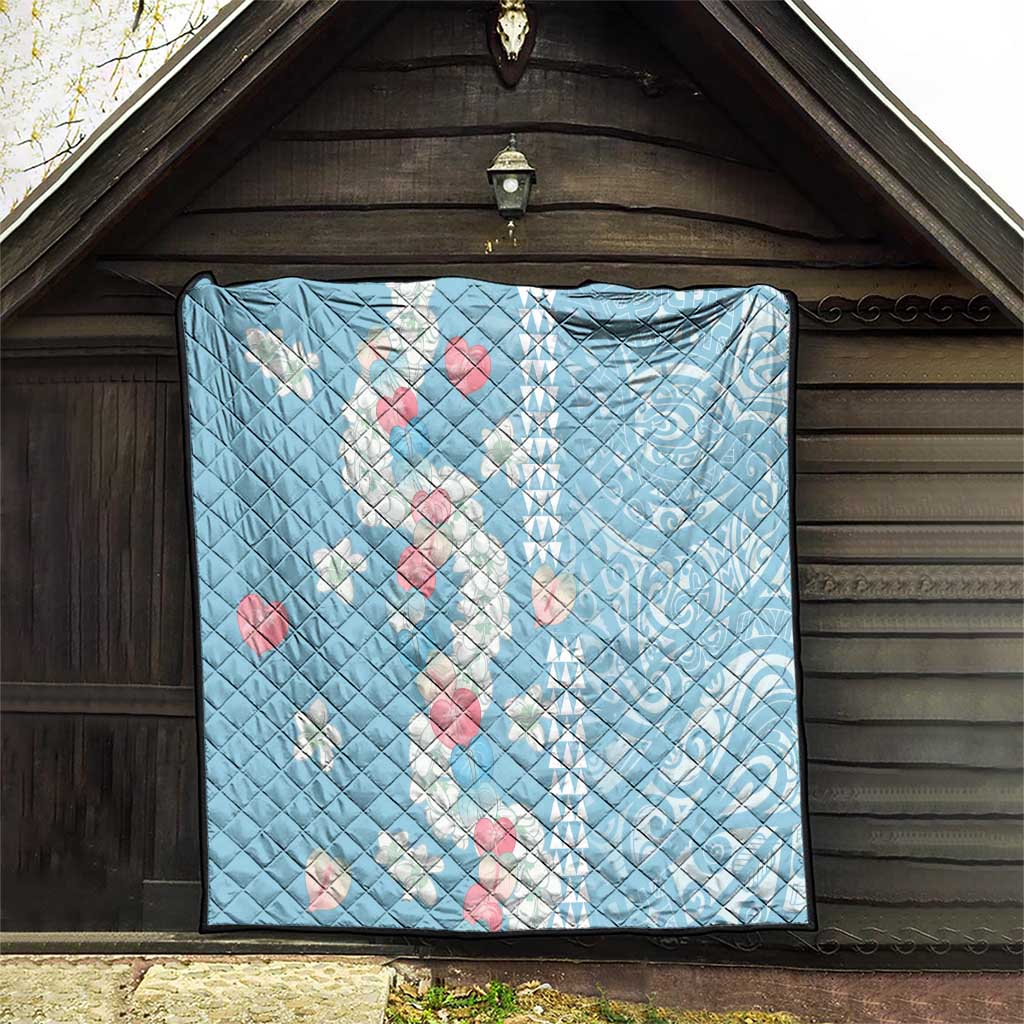 Blue Hawaii Anthurium Plumeria Lei Quilt