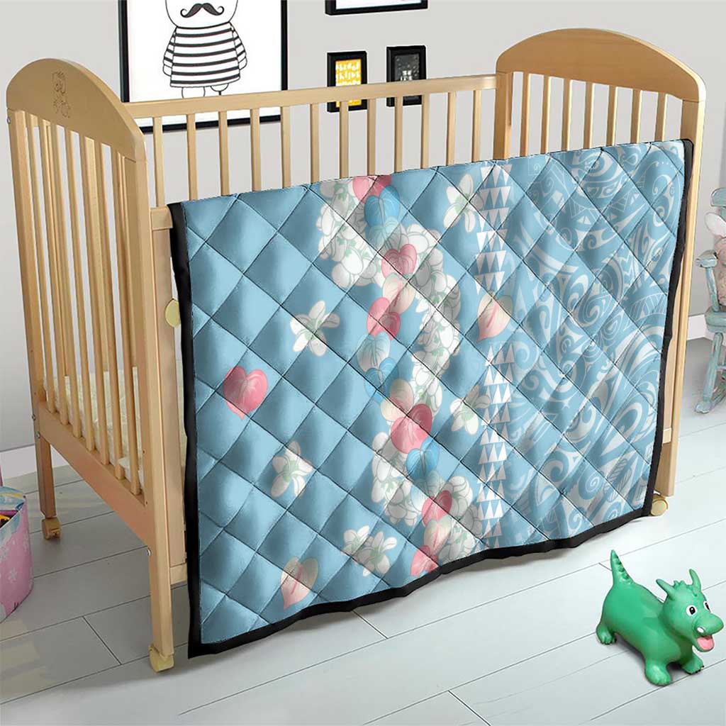 Blue Hawaii Anthurium Plumeria Lei Quilt