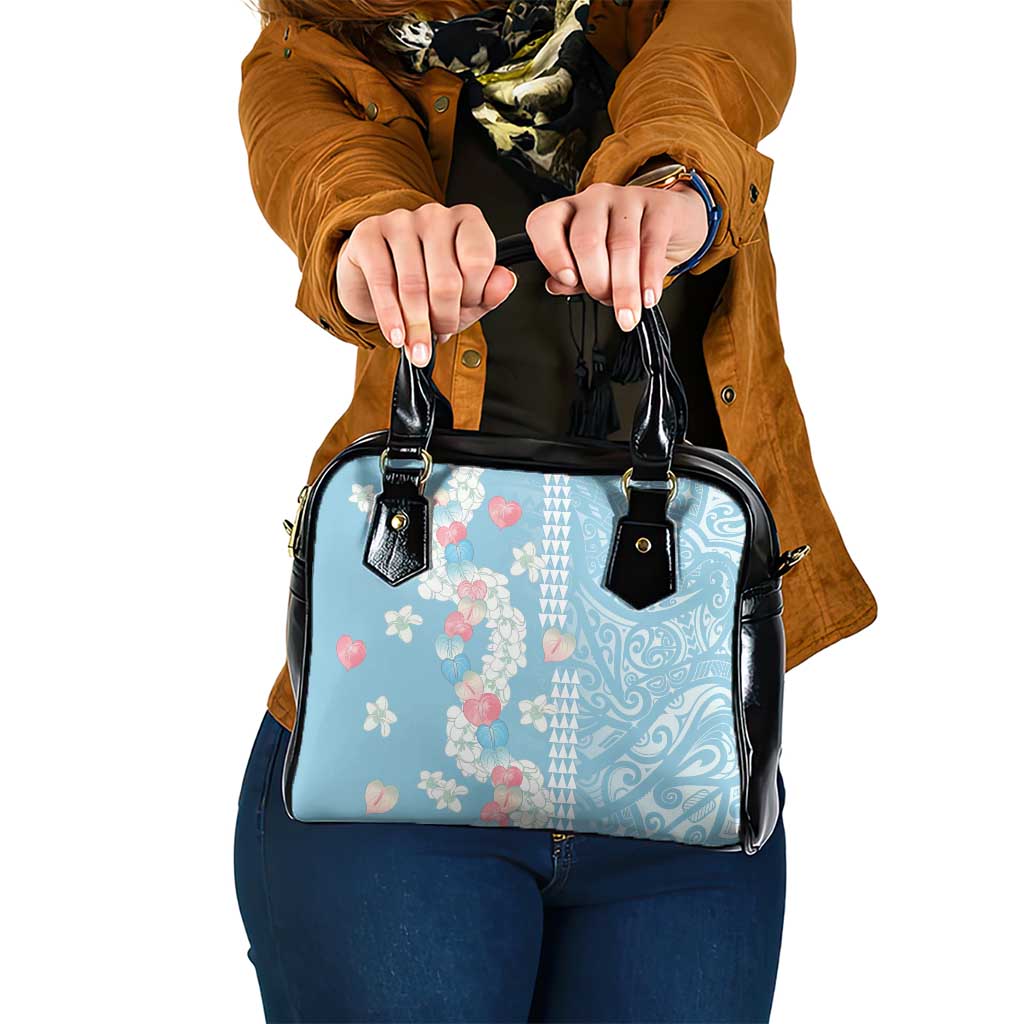 Blue Hawaii Anthurium Plumeria Lei Shoulder Handbag LT9 One Size Blue - Polynesian Pride