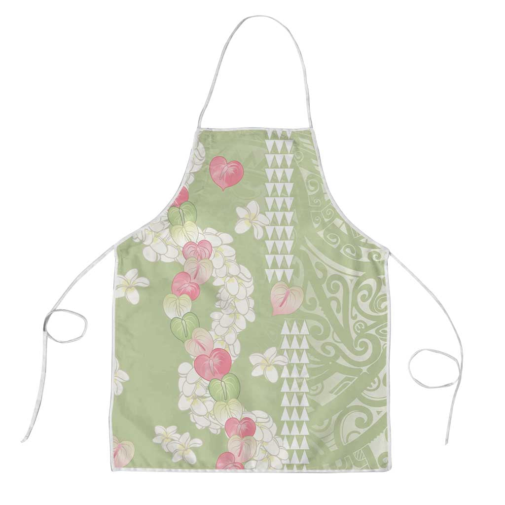 Leaf Green Hawaii Anthurium Plumeria Lei Apron LT9 Green - Polynesian Pride
