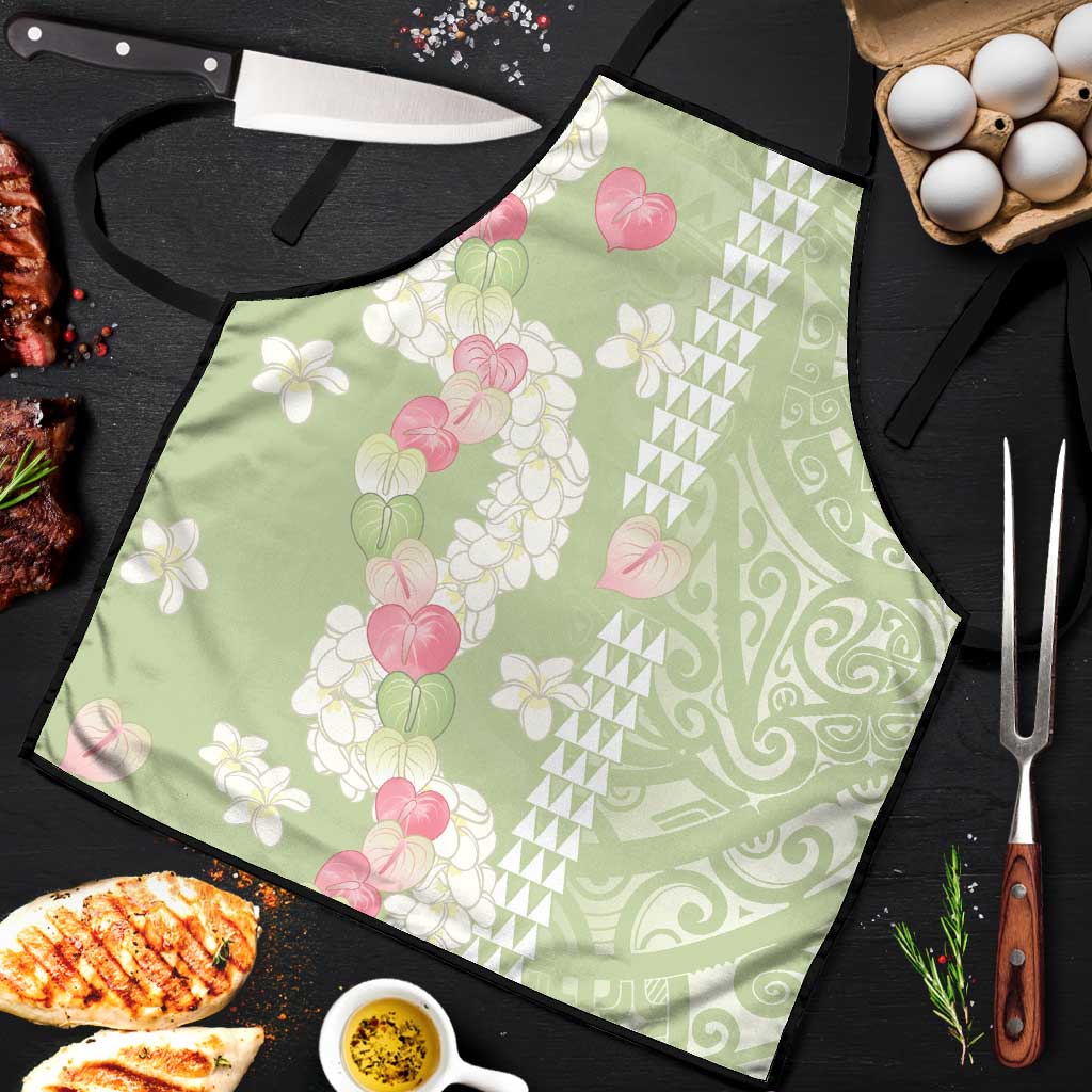 Leaf Green Hawaii Anthurium Plumeria Lei Apron LT9 Green - Polynesian Pride