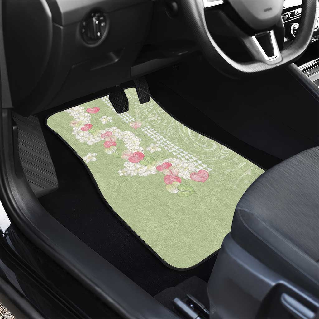 Leaf Green Hawaii Anthurium Plumeria Lei Car Mats