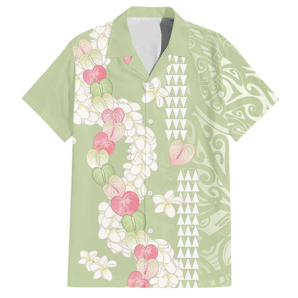 Leaf Green Hawaii Anthurium Plumeria Lei Hawaiian Shirt