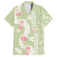 Leaf Green Hawaii Anthurium Plumeria Lei Hawaiian Shirt