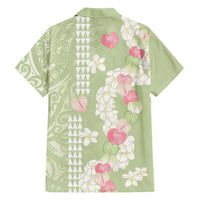 Leaf Green Hawaii Anthurium Plumeria Lei Hawaiian Shirt