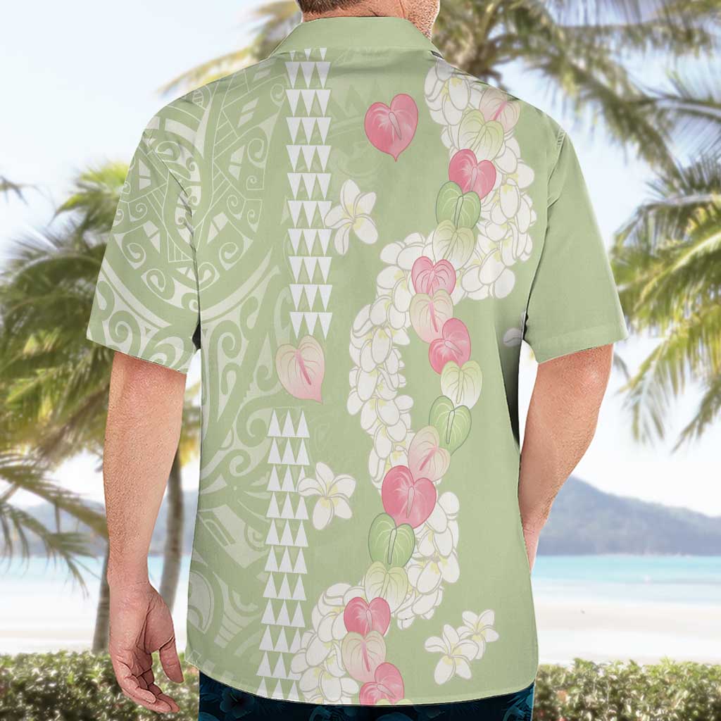 Leaf Green Hawaii Anthurium Plumeria Lei Hawaiian Shirt