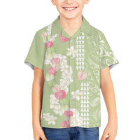 Leaf Green Hawaii Anthurium Plumeria Lei Hawaiian Shirt