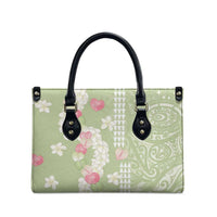 Leaf Green Hawaii Anthurium Plumeria Lei Leather Bag LT9 - Polynesian Pride