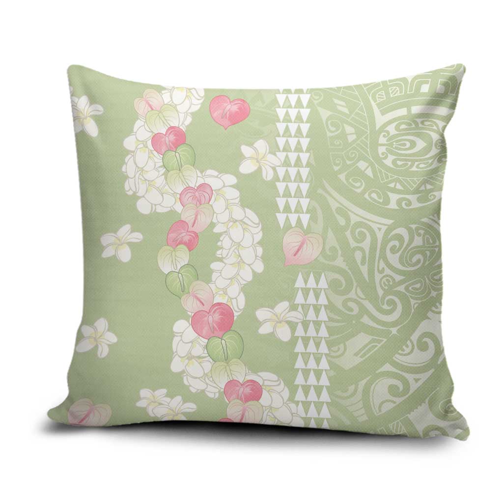 Leaf Green Hawaii Anthurium Plumeria Lei Pillow Cover LT9 Green - Polynesian Pride