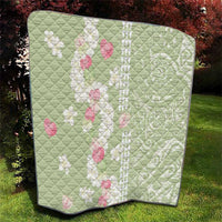 Leaf Green Hawaii Anthurium Plumeria Lei Quilt