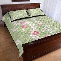 Leaf Green Hawaii Anthurium Plumeria Lei Quilt Bed Set LT9 - Polynesian Pride