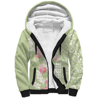 Leaf Green Hawaii Anthurium Plumeria Lei Sherpa Hoodie LT9 Unisex Green - Polynesian Pride
