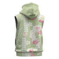 Leaf Green Hawaii Anthurium Plumeria Lei Sleeveless Zip Hoodie LT9 - Polynesian Pride