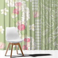 Leaf Green Hawaii Anthurium Plumeria Lei Window Curtain LT9 - Polynesian Pride