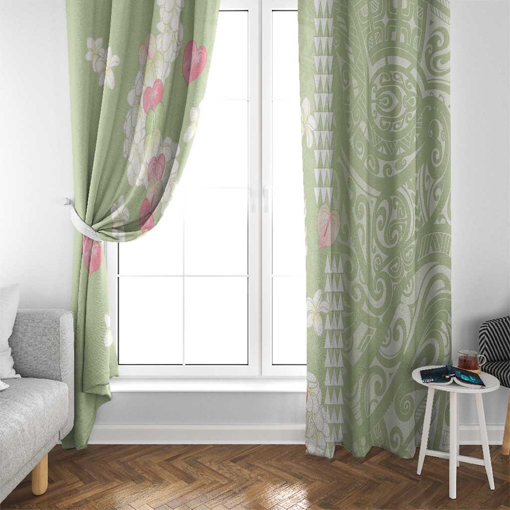 Leaf Green Hawaii Anthurium Plumeria Lei Window Curtain LT9 - Polynesian Pride