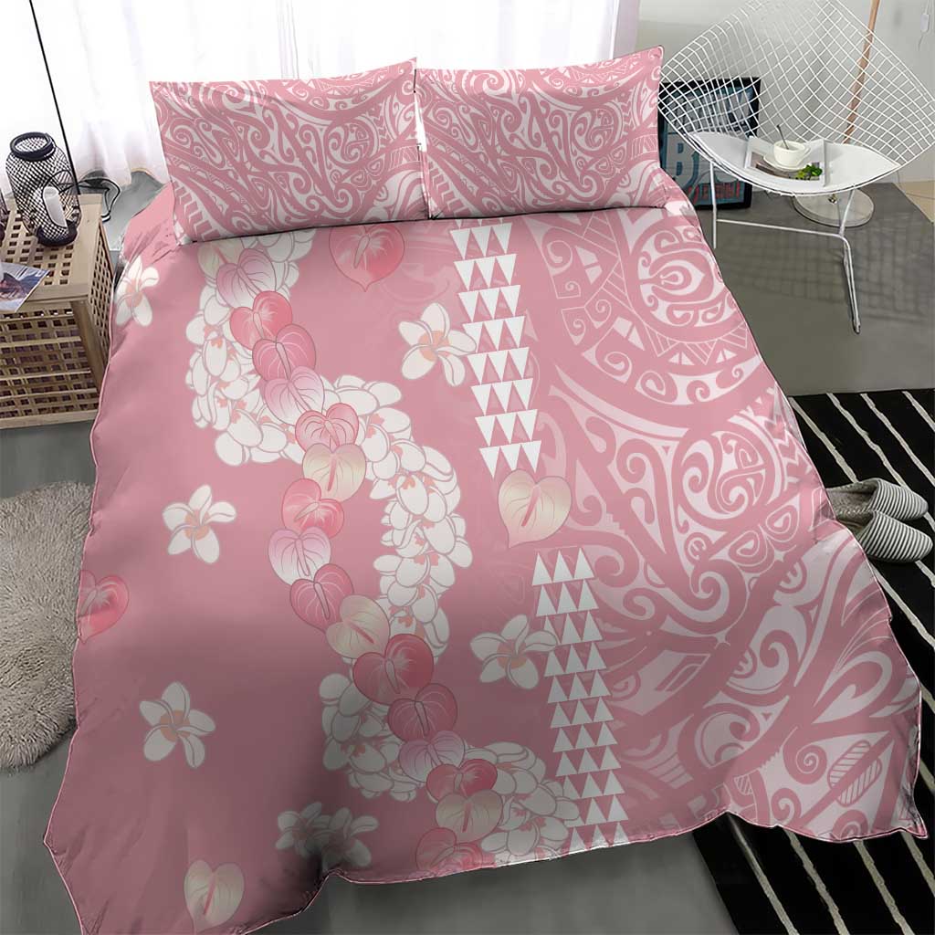 Soft Pink Hawaii Anthurium Plumeria Lei Bedding Set LT9 - Polynesian Pride