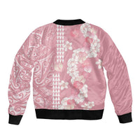 Soft Pink Hawaii Anthurium Plumeria Lei Bomber Jacket LT9 - Polynesian Pride